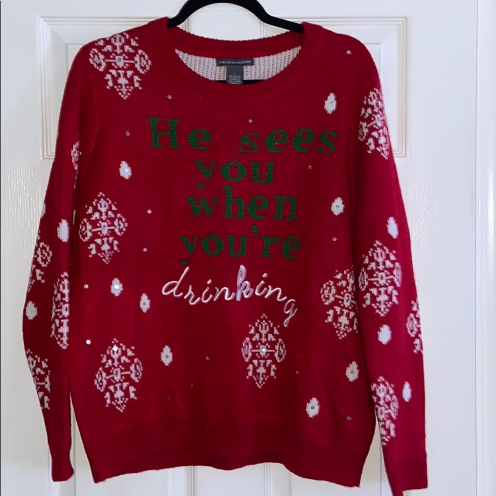 Chelsea & Theodore Red Christmas Sweater
